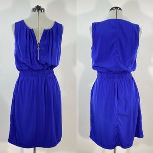 Electric Blue NWOT Zip Front Dress POCKETS Elastic Waist Day-to-Night Relax Fit
